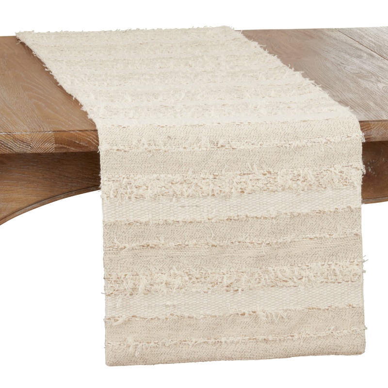 Fringe Stripe Runner - Ivory 16x90