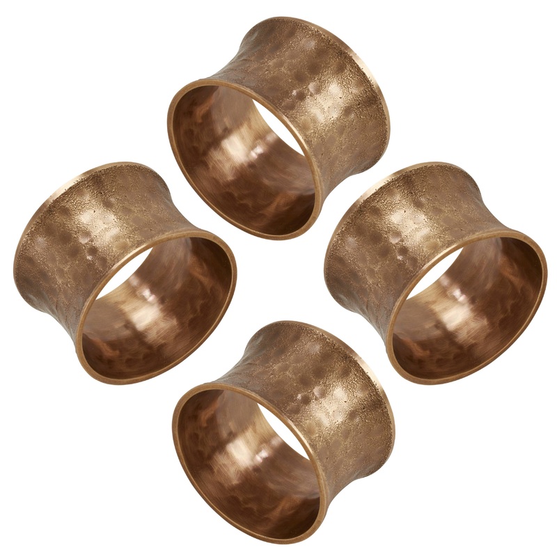 Hammered Napkin Rings - Dark Gold Set/4