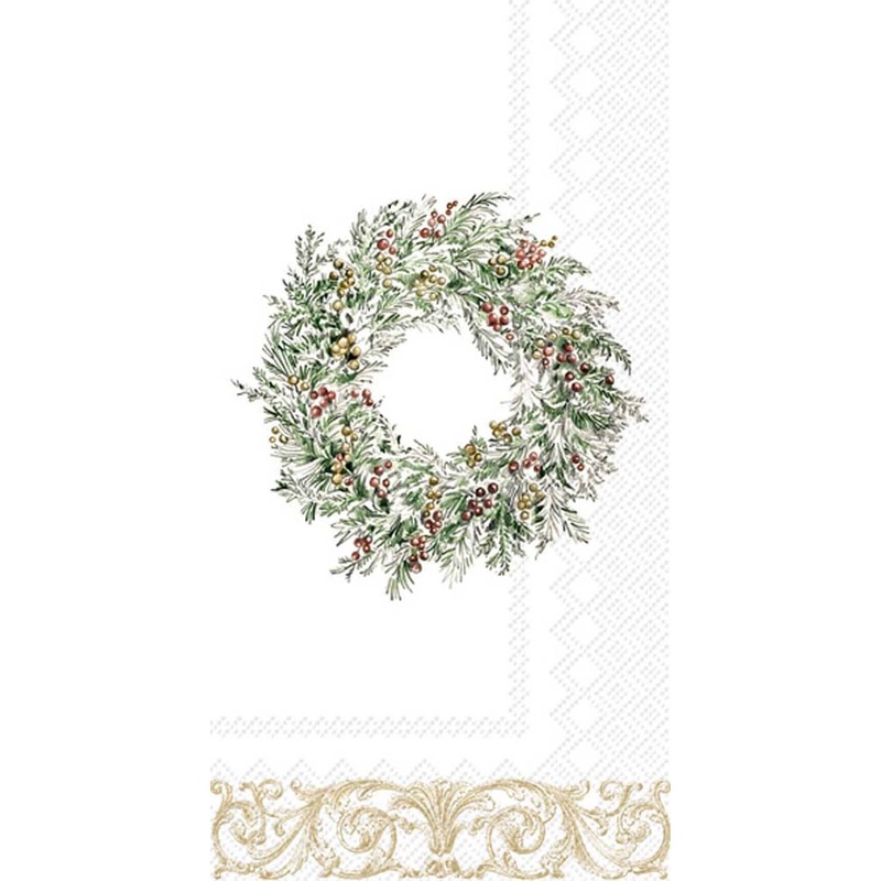 Holiday Berry Wreath Christmas Paper Guest Towels pkg/16