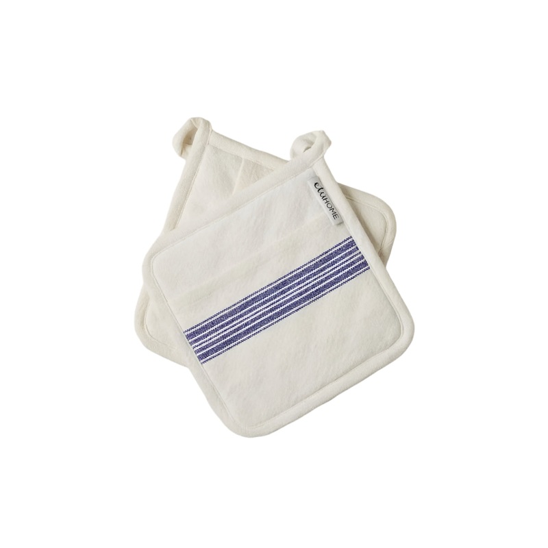 Linen Pot Holder - Blue Stripe, Set/2