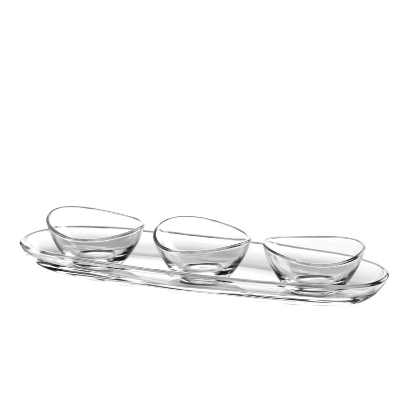 Papaya 4 Piece Set, Tray 11.9"L x 3.7"W, Bowl: 3"D