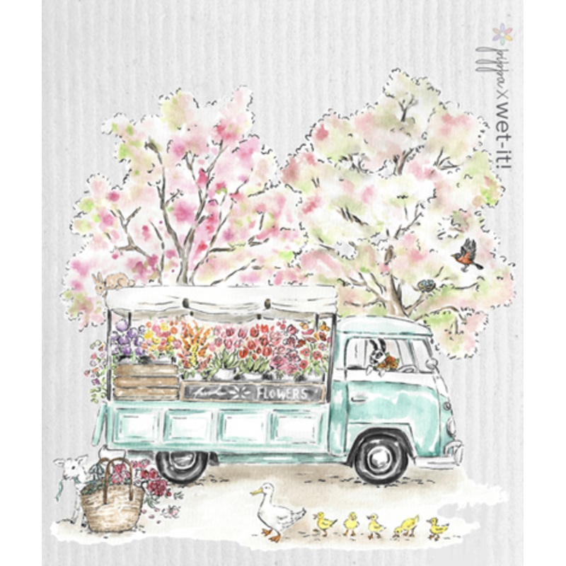 Pippa Flower Truck Swedish Dishcloth