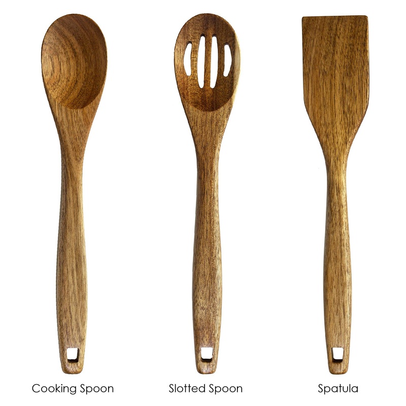 TB Home 3-Piece Acacia Wood Cooking Utensil Set