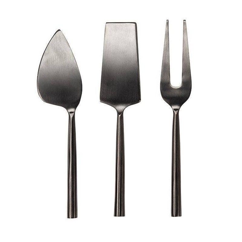 Set of 3 Matte Black Cheese Set-6.5"L