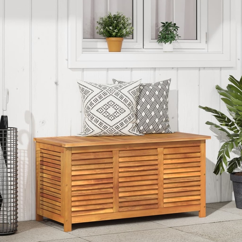 Bote de rangement de jardin persiennes 113x50x56cm bois acacia