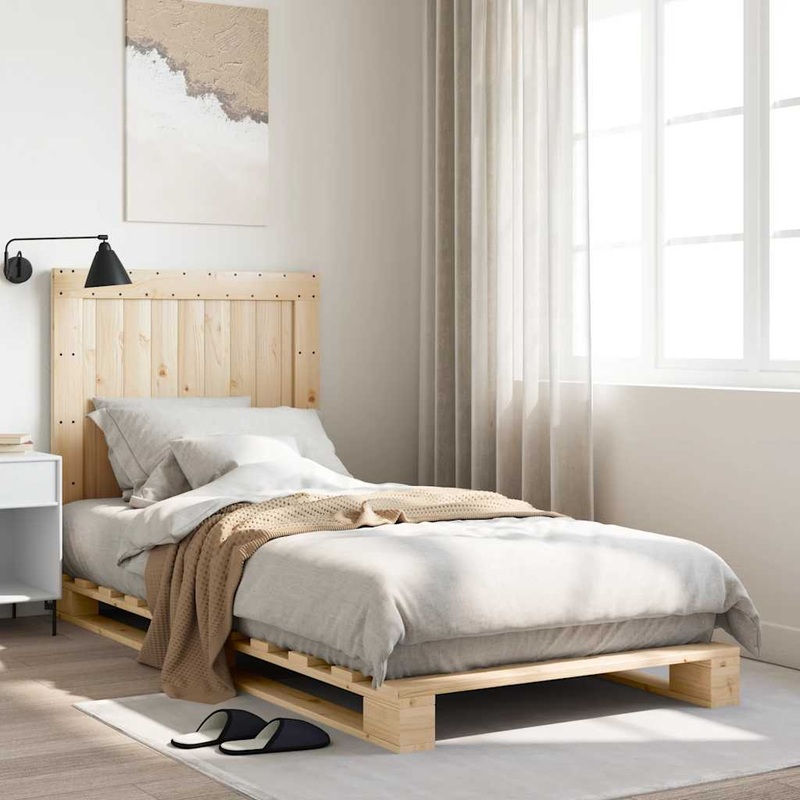 Cadre de lit sans matelas avec tte de lit 90x200cm bois massif