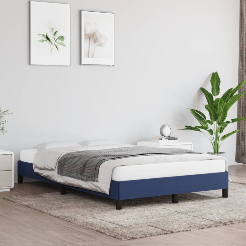 Cadre de lit sans matelas bleu 120x200 cm tissu