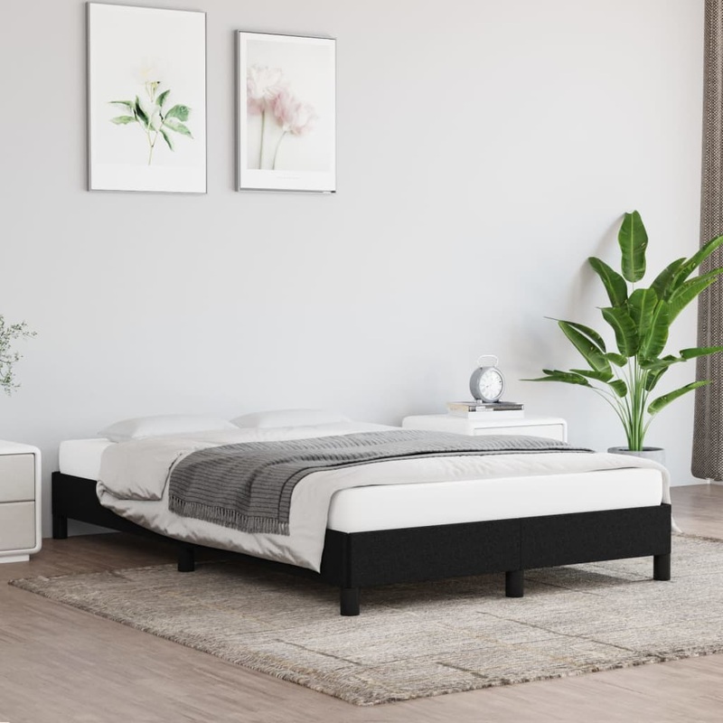 Cadre de lit sans matelas noir 120x200 cm tissu
