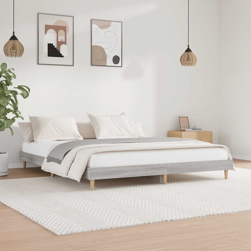 Cadre de lit sans matelas sonoma gris 120x200cm bois ingnierie