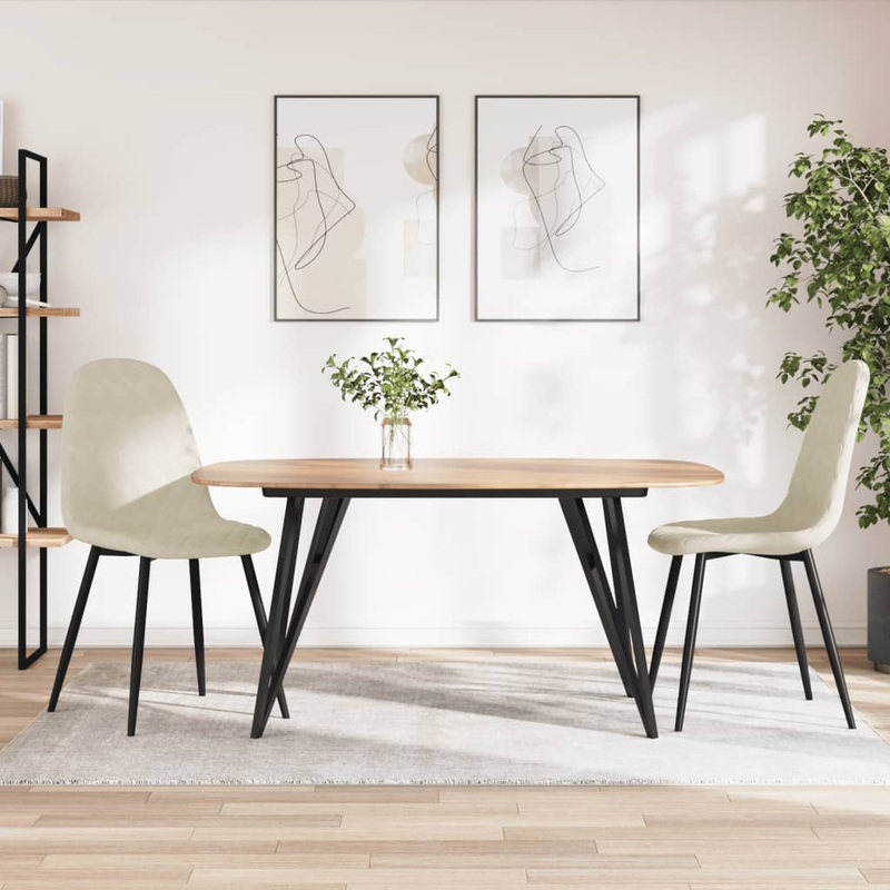 Chaises  manger lot de 2 Crme Velours