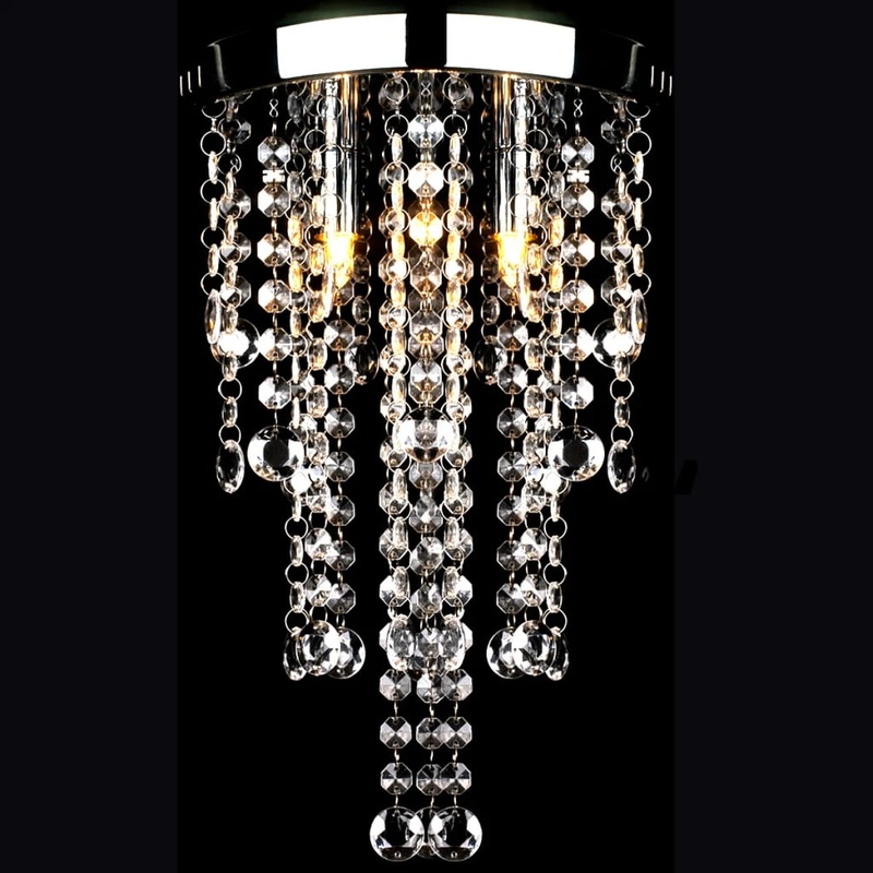 Plafonnier avec perles de cristal Blanc Mtal