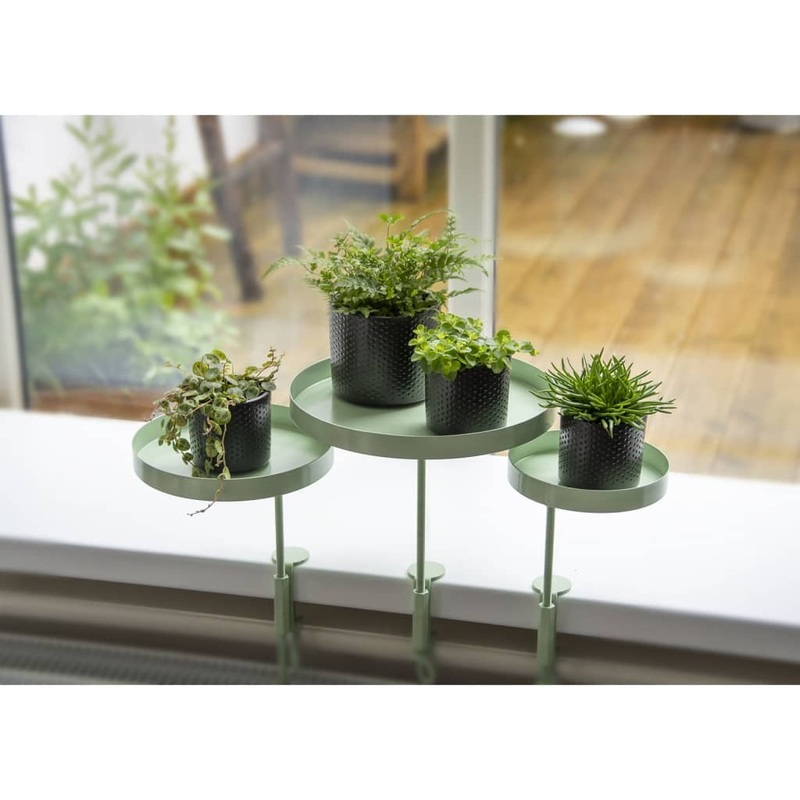 Plateau pour plantes avec pince Rond Vert M