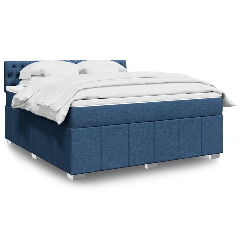 Sommier  lattes de lit avec matelas Bleu 180x200 cm Tissu
