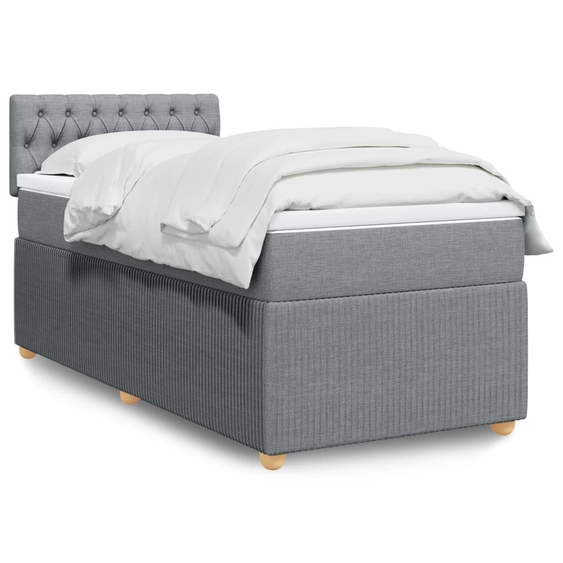 Sommier  lattes de lit avec matelas Gris clair 90x200 cm Tissu