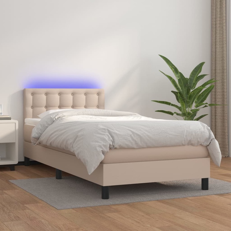 Sommier  lattes de lit avec matelas LED Cappuccino 100x200 cm