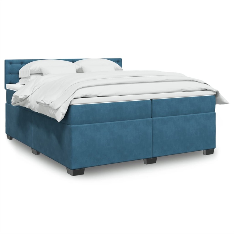 Sommier  lattes de lit et matelas Bleu 200x200 cm velours