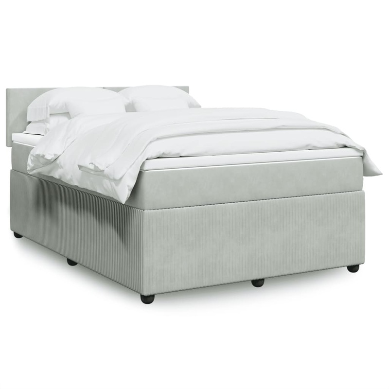 Sommier  lattes de lit et matelas Gris clair 140x190cm Velours