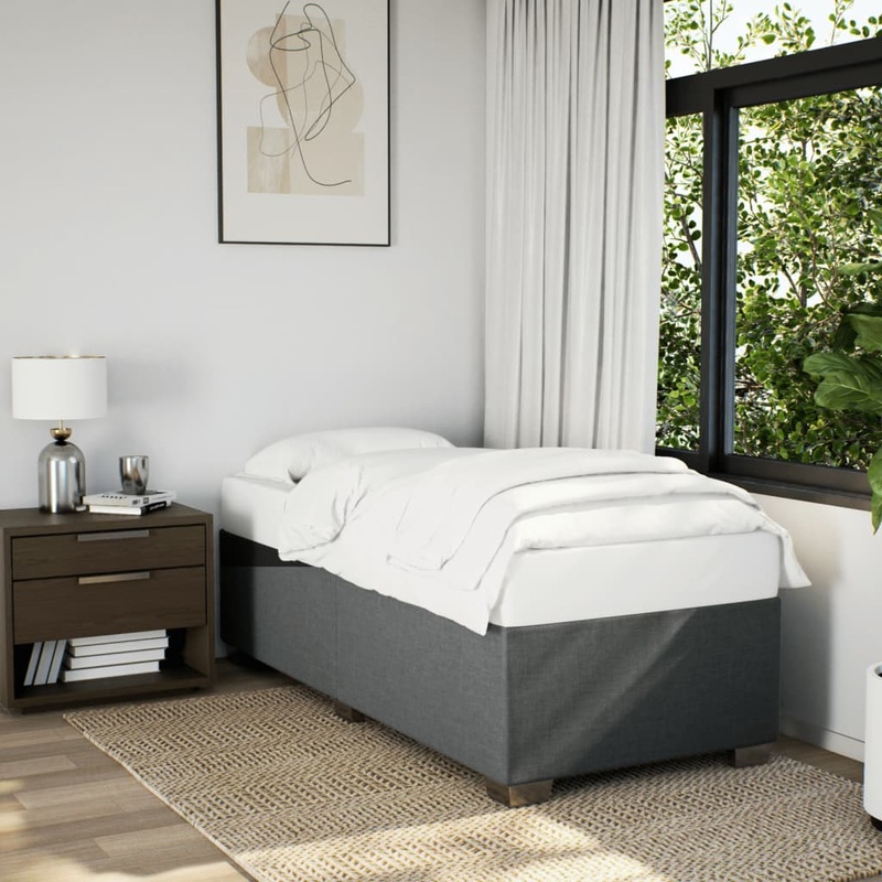 Sommier  lattes de lit et matelas Gris fonc 90x190 cm Tissu
