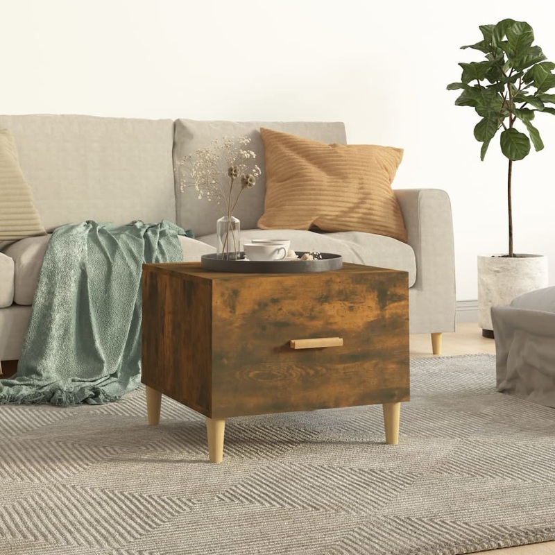 Table basse Chne fum 50x50x40 cm Bois d'ingnierie