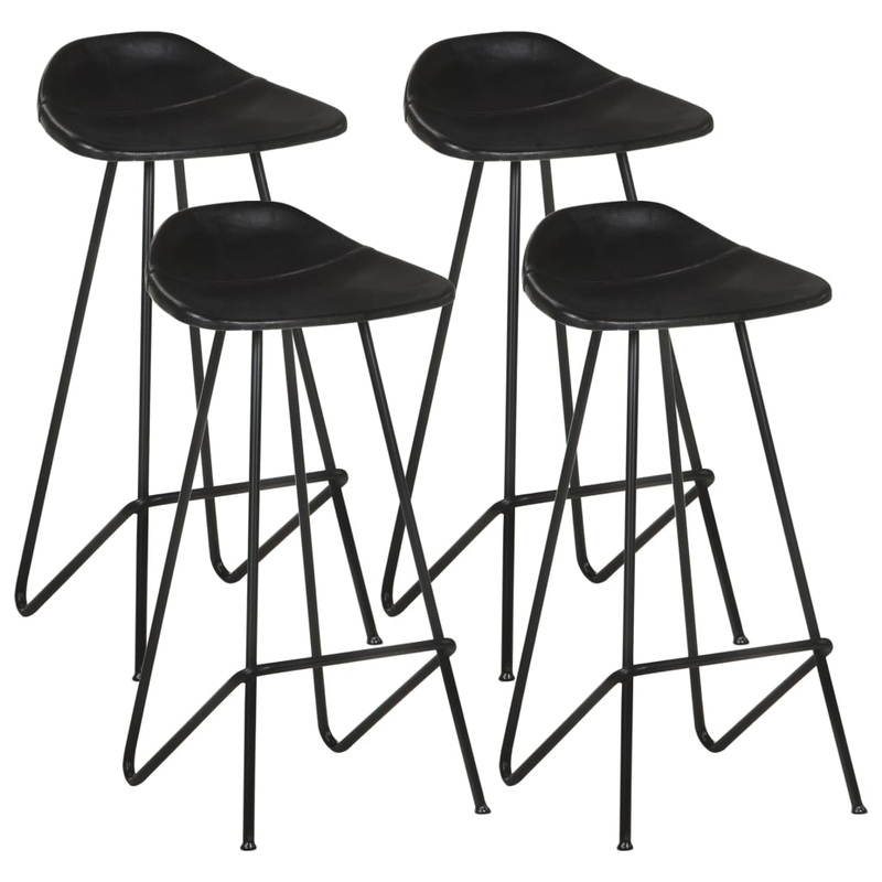Tabourets de bar lot de 4 noir cuir vritable
